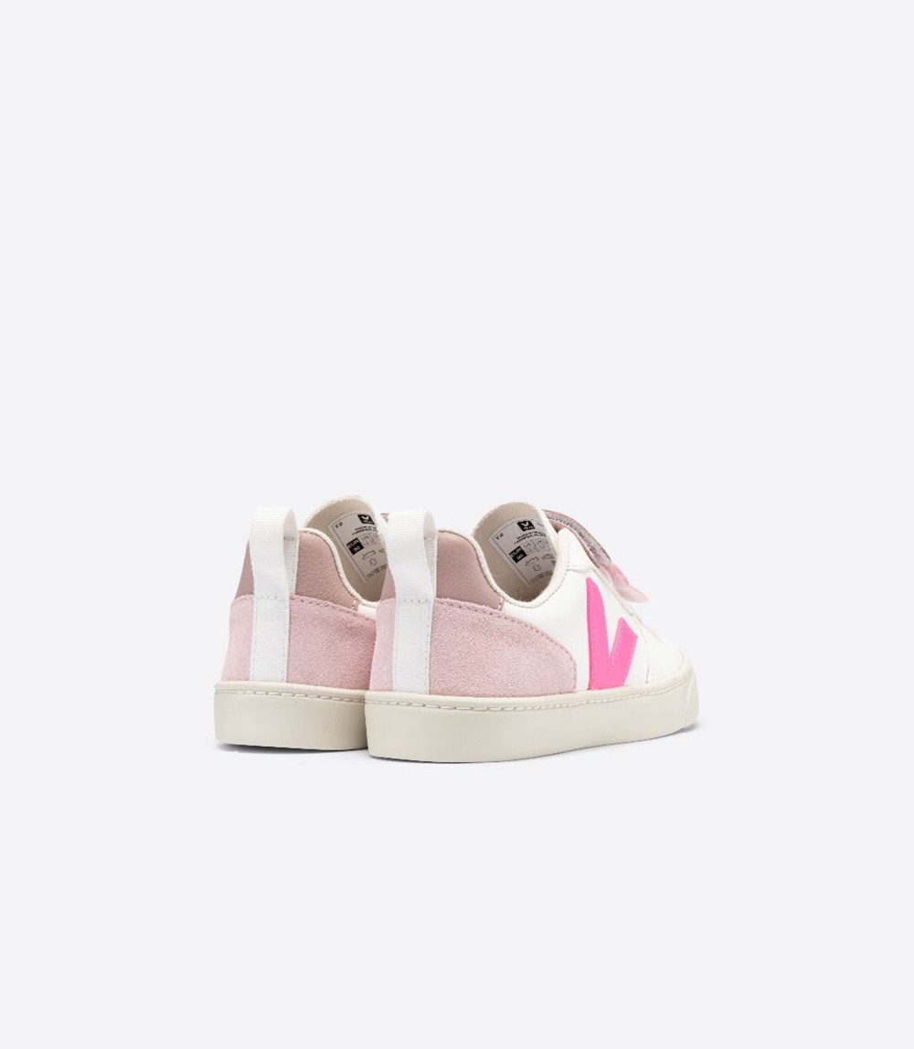 Veja Sneakers Kids - V-10 Velcro Chromefree - White/Pink - 4390MLGOU